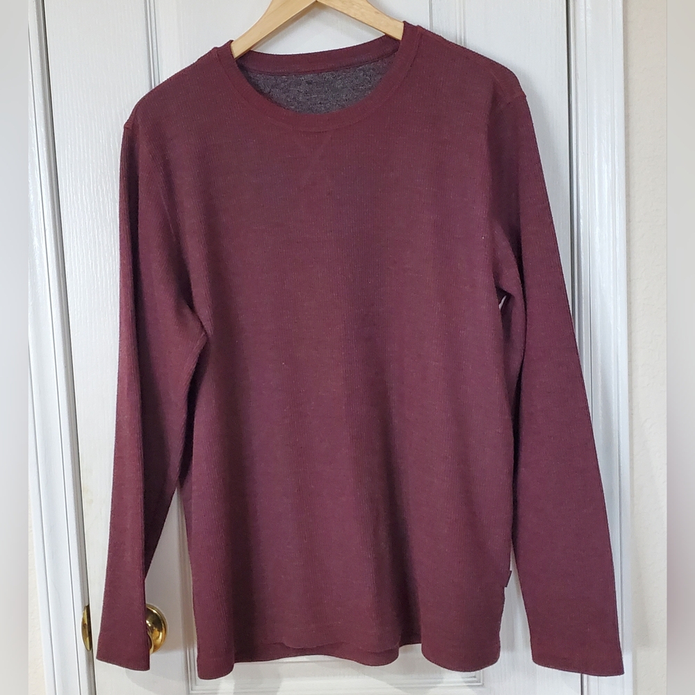 Eddie Bauer Men's Long Sleeve Thermal Crewneck, Sz L Burgendy